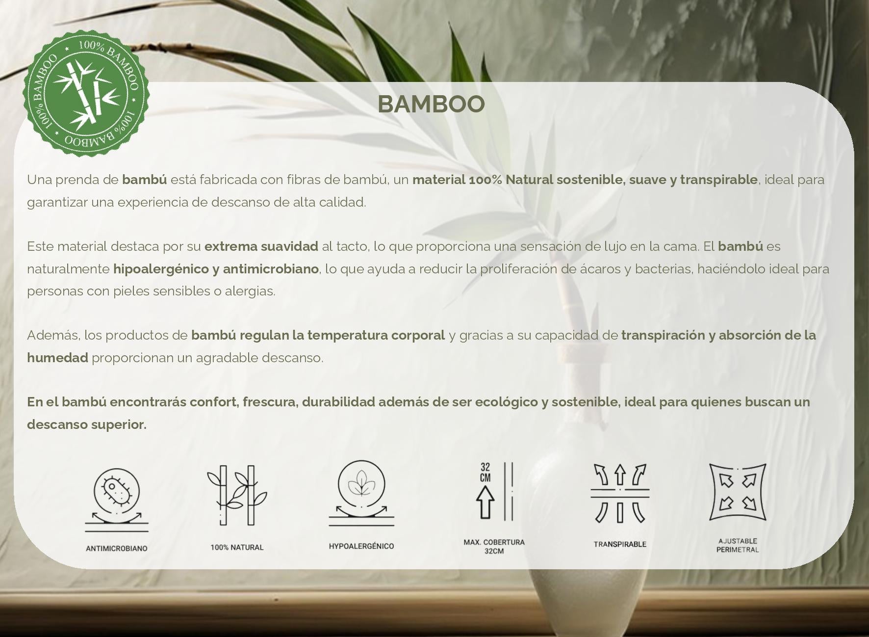 Juego de sábanas Bambú 300 hilos satén